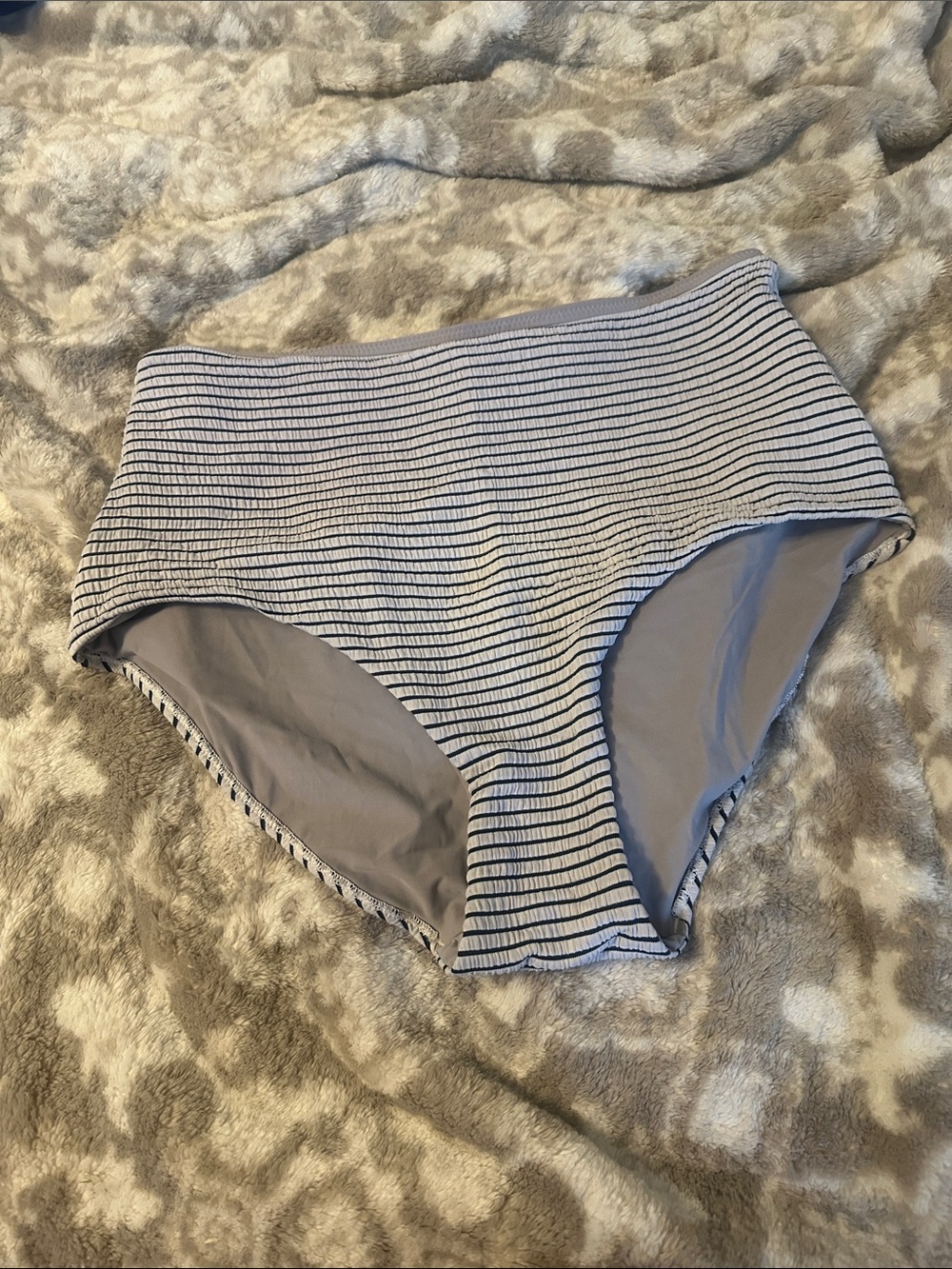 lululemon athletica Light Gray and Black Striped High-Waist Bikini Bottoms